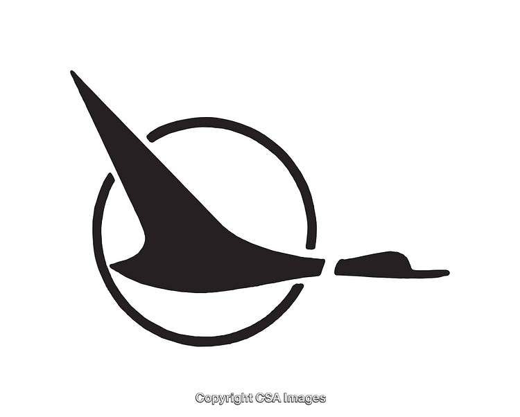 Stylized Black and White Bird Icon with Circular Design Element