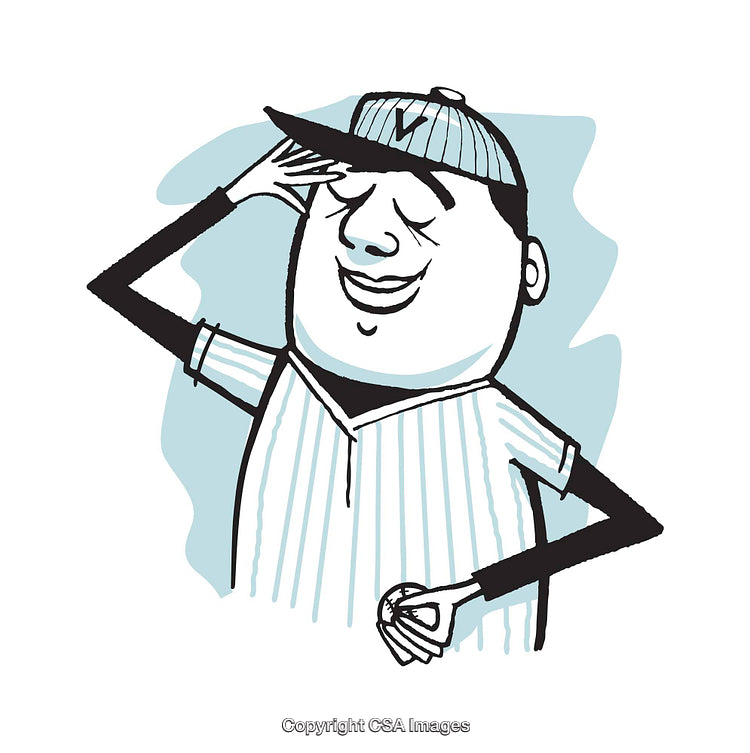 Illustrated Baseball Player Laughing With a Charming Pose and Relaxed Gesture