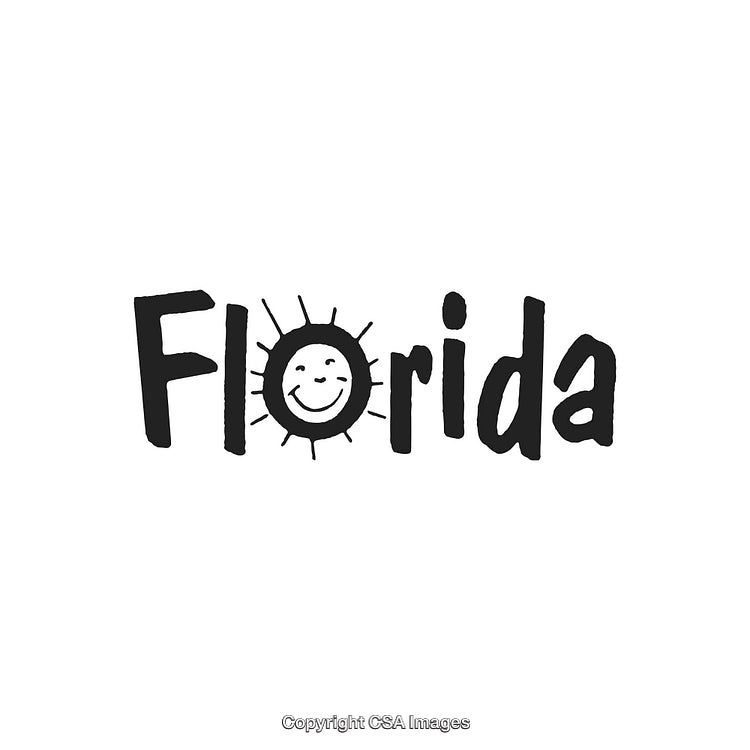 Minimalist Florida Theme Design Featuring a Smiling Sun Illustration in Black