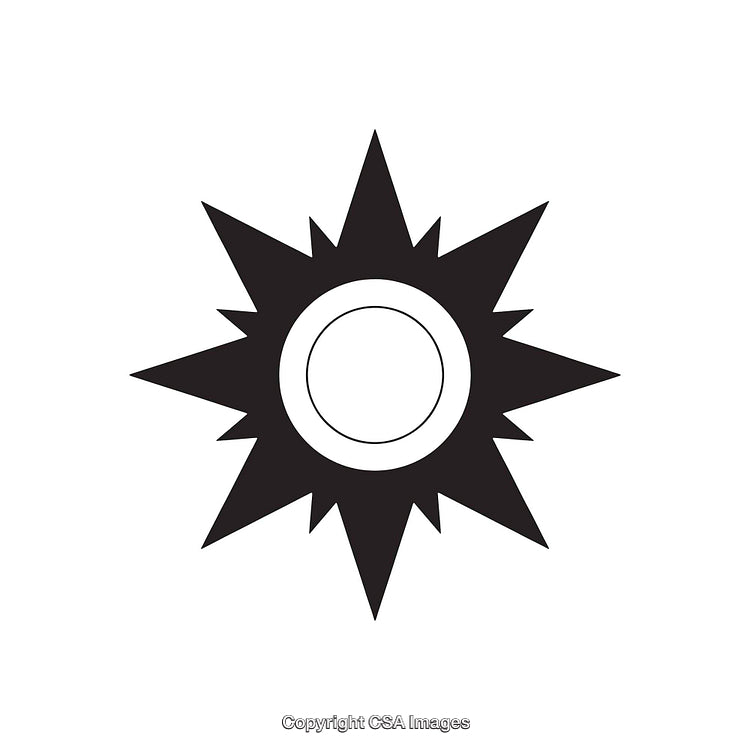 Black and White Circular Starburst Pattern Icon and Graphic Element