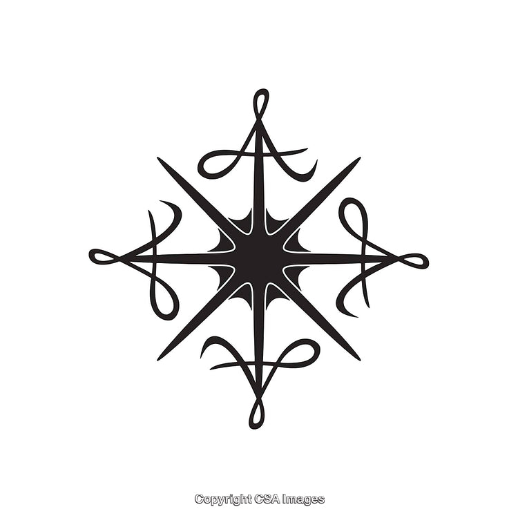 Intricate Black and White Decorative Shape with Symmetrical Elements