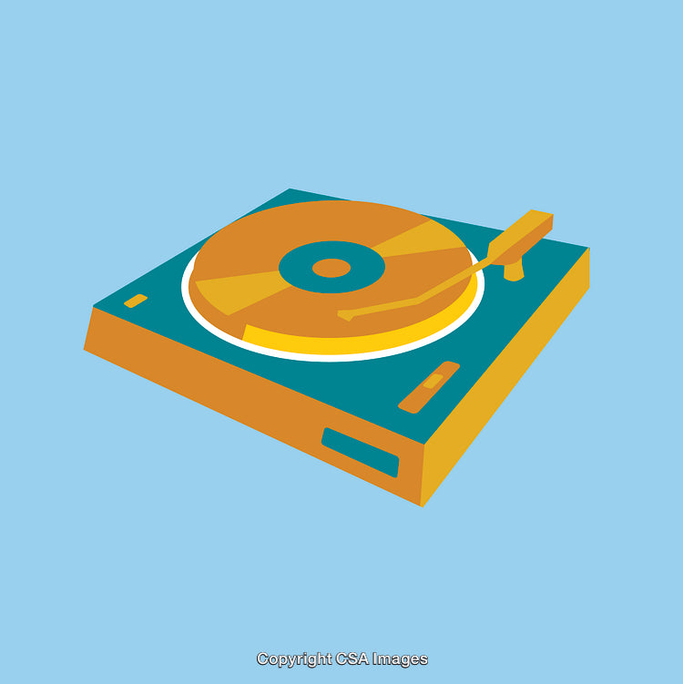 Retro Vinyl Turntable in Bold Colorful Cartoon Style