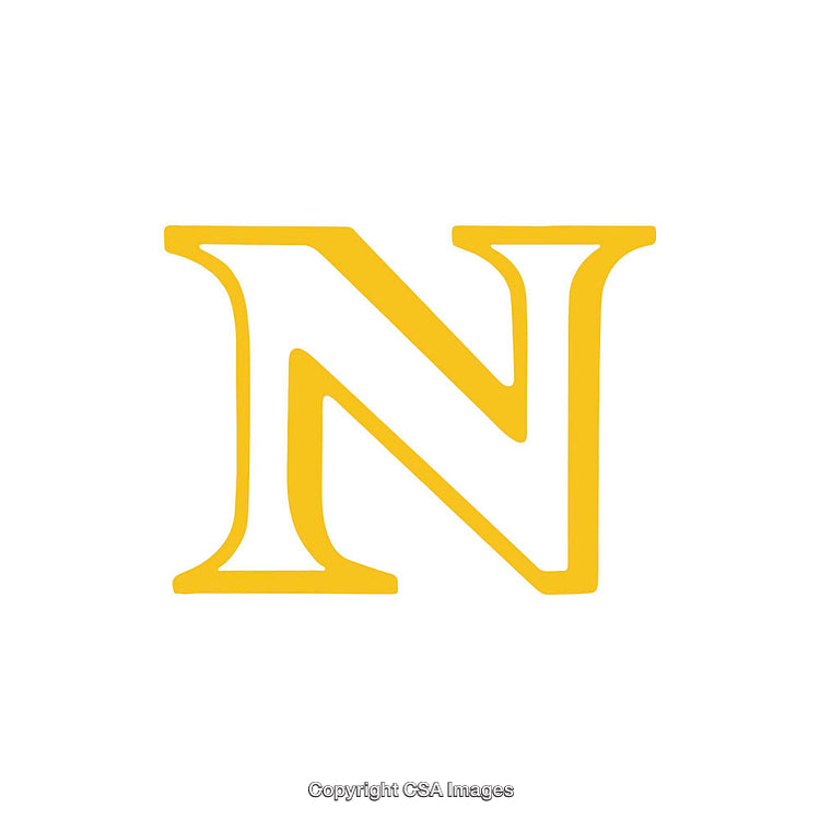 Yellow Stylized Letter N on a White Background