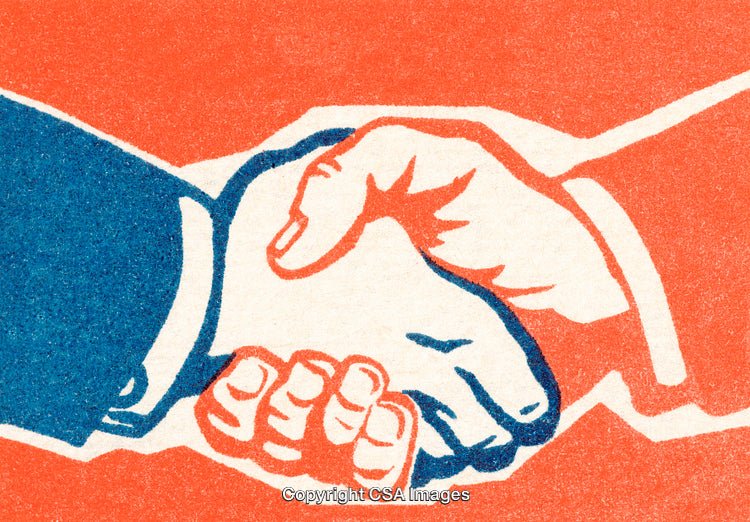 Vintage Illustration of Handshake Representing Agreement and Professional Unity