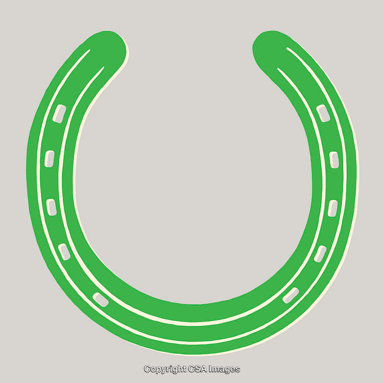 Green Horseshoe Line Art Illustration on a Neutral Background