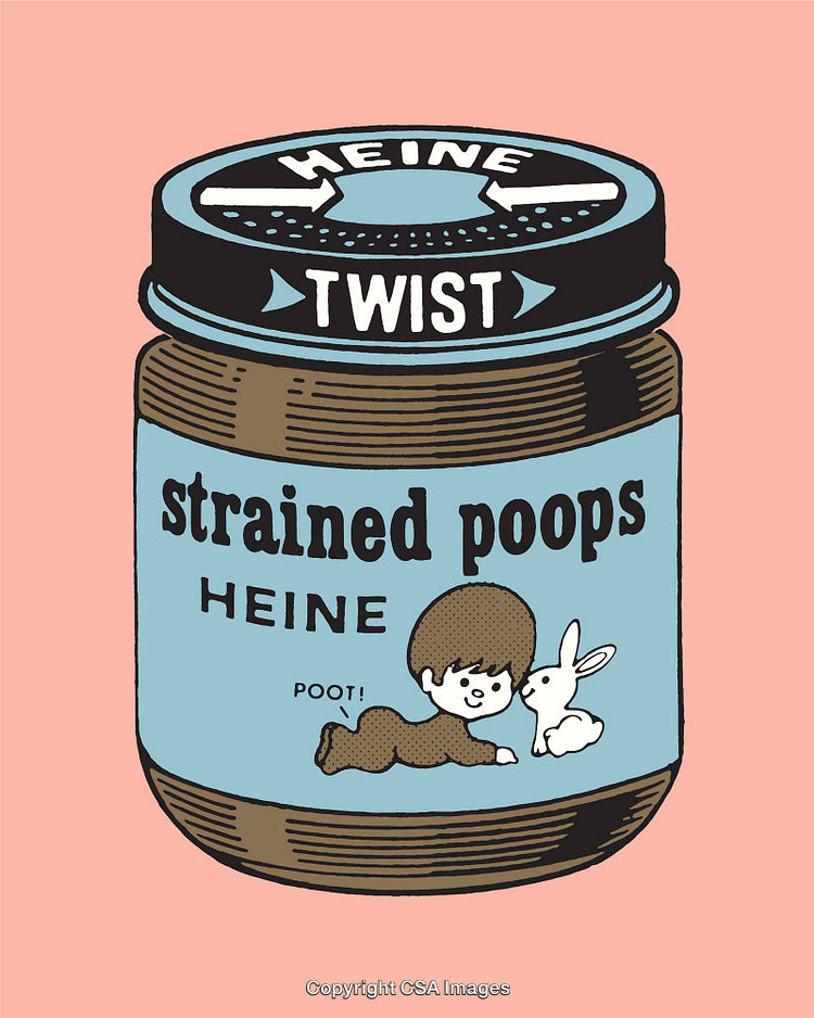 Humorous Line Art Illustration of a Jar with Child and Rabbit
