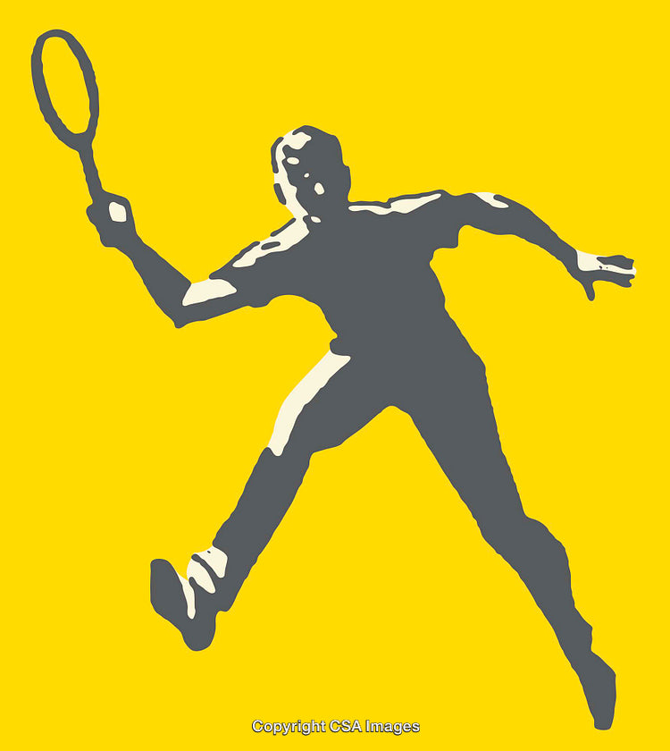 Dynamic Silhouette of a Tennis Player on a Vibrant Yellow Background
