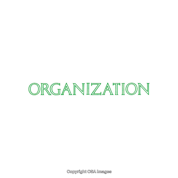 Green Text on White Background Displaying the Word 'Organization' in Bold Letters