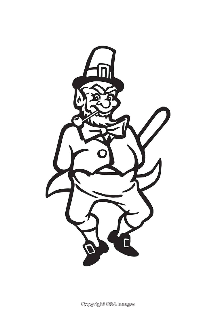 Retro Line Art Illustration of a Pilgrim Character in Black and White