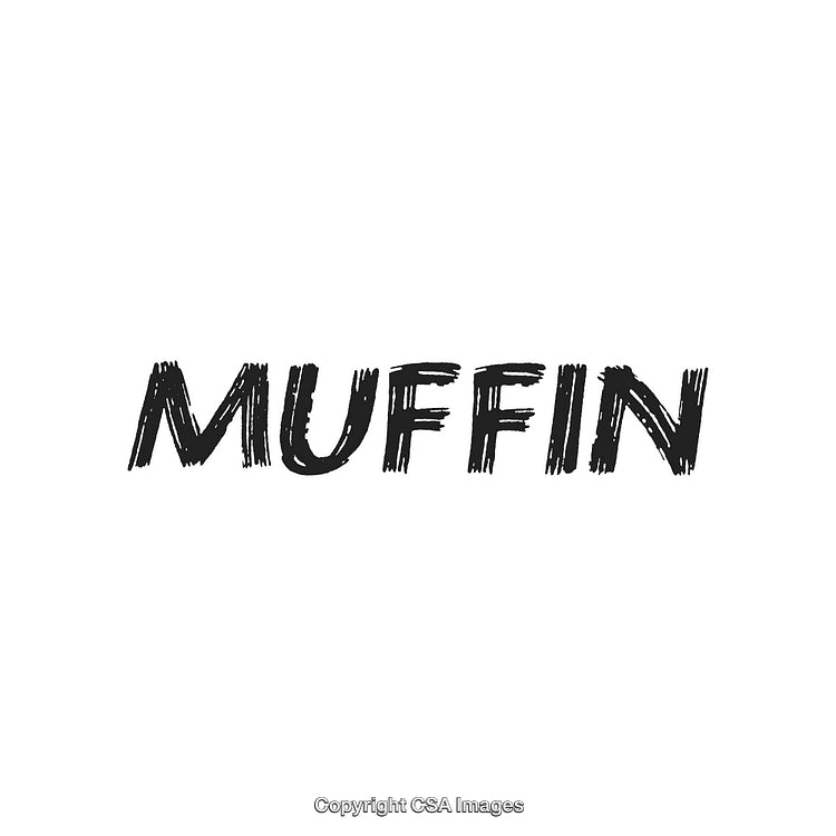 Bold Black Textured Muffin Typography Design on a White Background