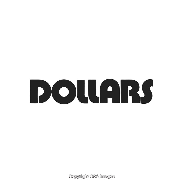 Bold Black Typography Depicting the Word Dollars on a White Background