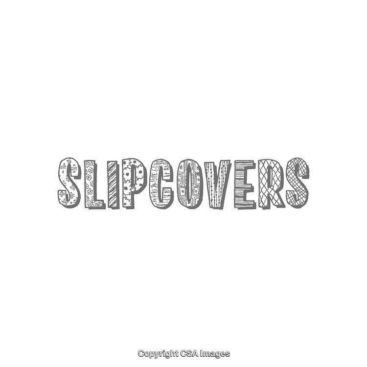 Decorative Black and White Lettering with Textured Slipcover Patterns
