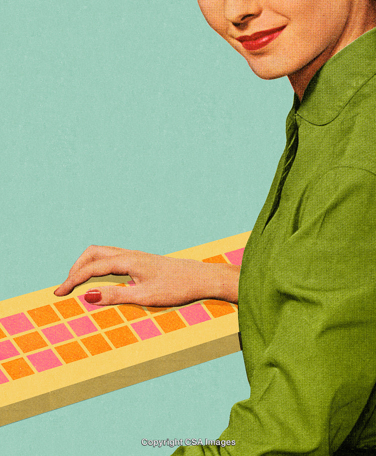 Retro Illustration Incorporating Vibrant Geometric Keyboard Design