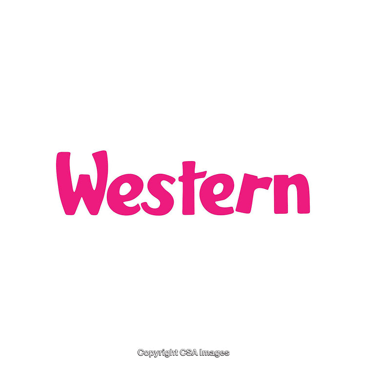 Bright Pink Western Word on Clean White Background Design