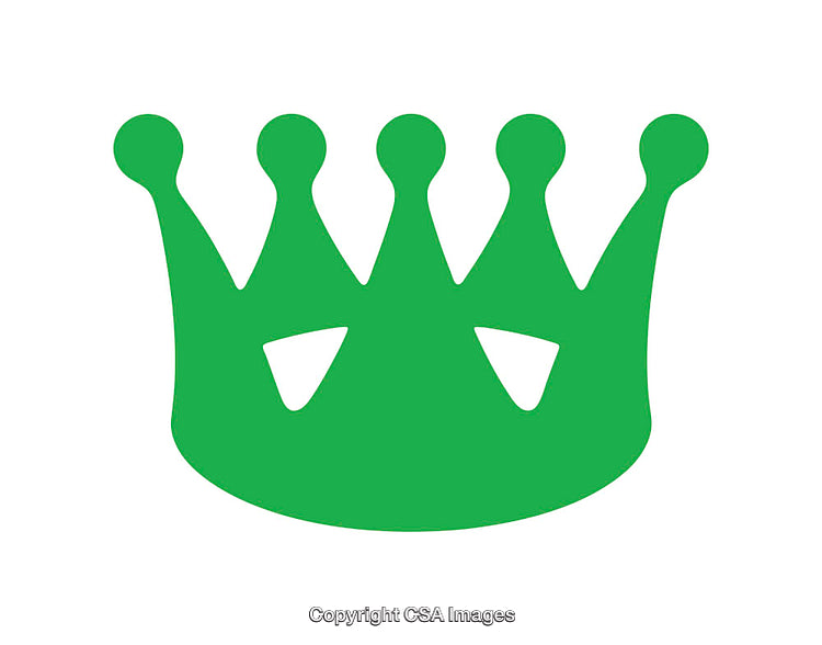 Green Iconic Crown Symbol Representing Royalty and Elegance on White Background