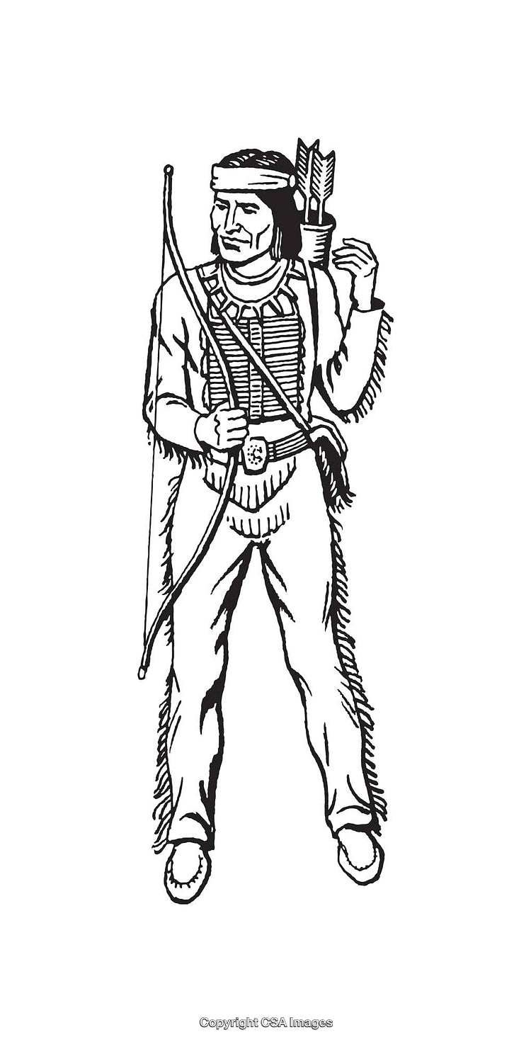 Black and White Illustration of a Briefly Detailed Traditional Archer