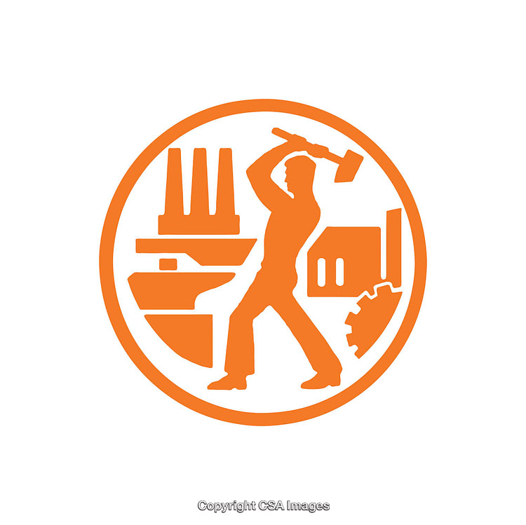 Industrial Worker Icon Symbolizing Labor and Manufacturing Elements