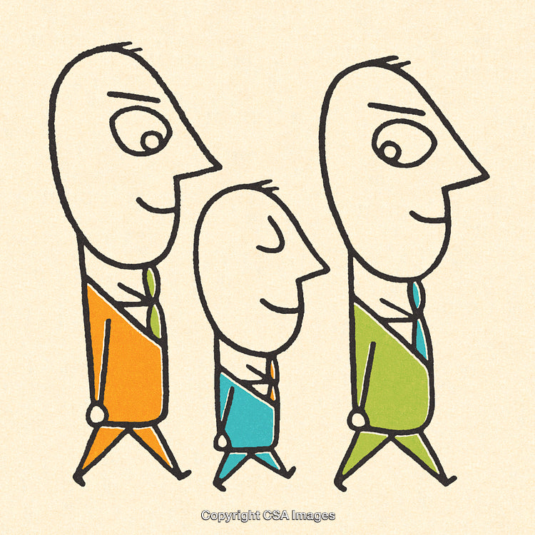 Stylized Illustration of Three People Walking in a Family Display