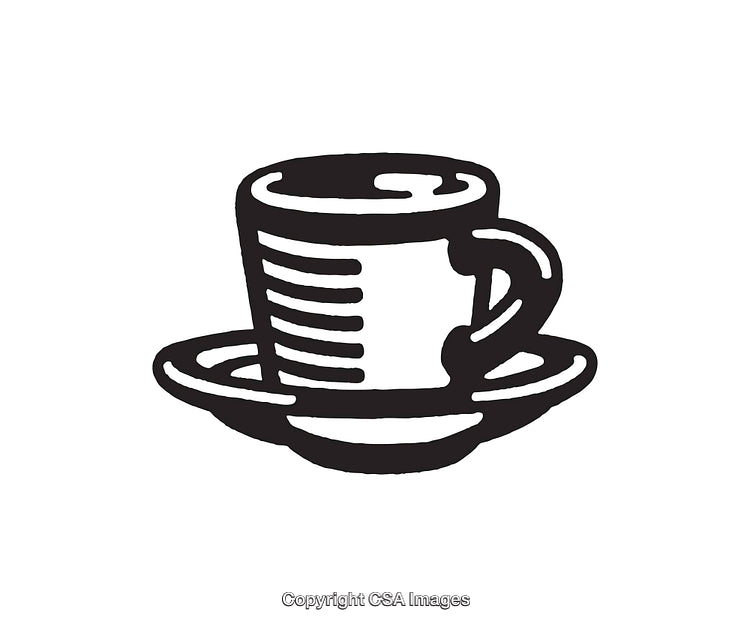 Minimalist Black and White Cup of Coffee Illustration