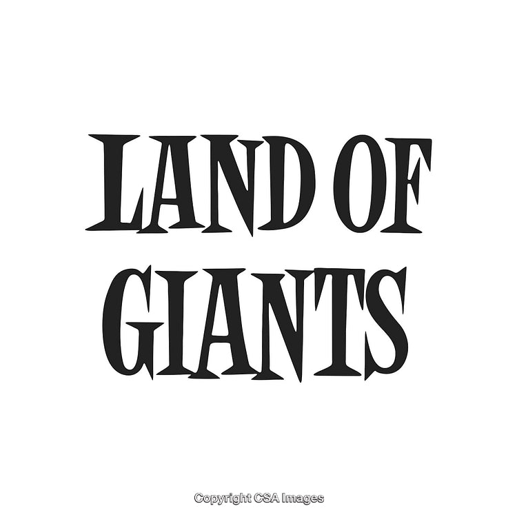 Stylized Illustration Featuring the Words 'Land of Giants' in Bold Font