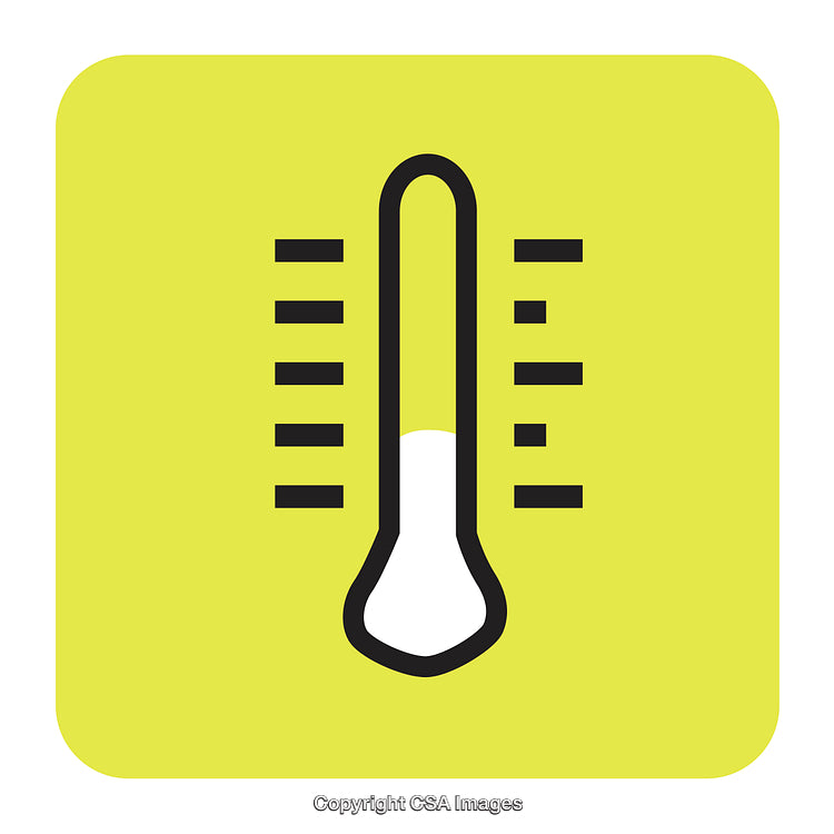 Yellow Background Icon with Thermometer and Measurement Scale