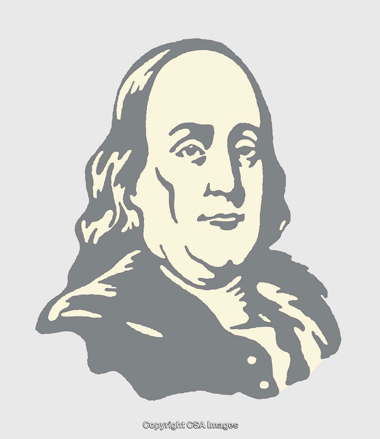 Color Line Art Illustration of a Historical Figure in Monochrome Style