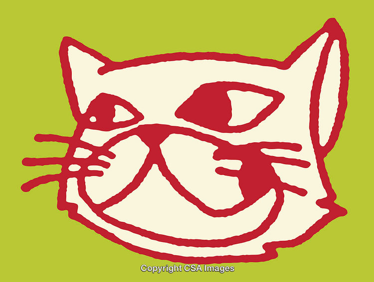 Vivid Cartoon Style Cat Illustration on Bright Green Background