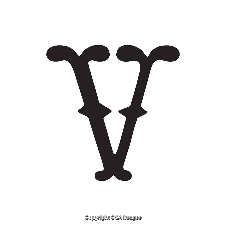 Stylized Design of the Letter V in a Bold Typeface