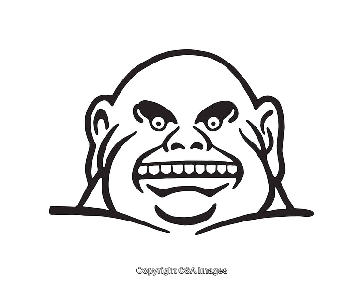 Expressive Black and White Line Art Illustration with Bold Features