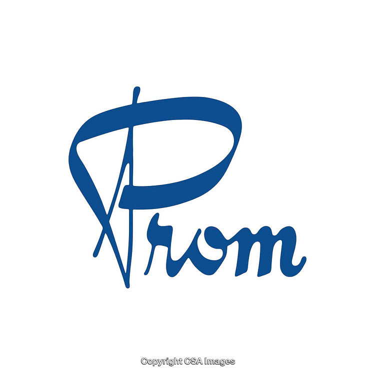 Blue Handwritten Monochrome Design with a Stylized Letter P and Word Prom
