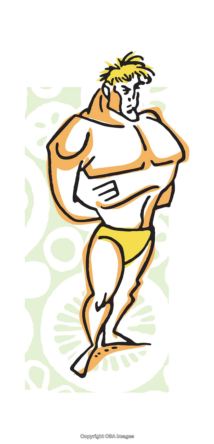 Colorful Illustration of a Muscular Male in a Confident Pose