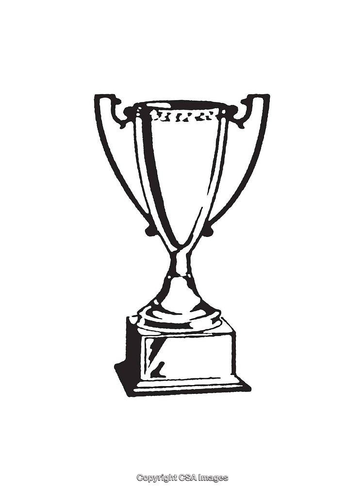 Black and White Line Art Illustration of a Trophy Cup Award