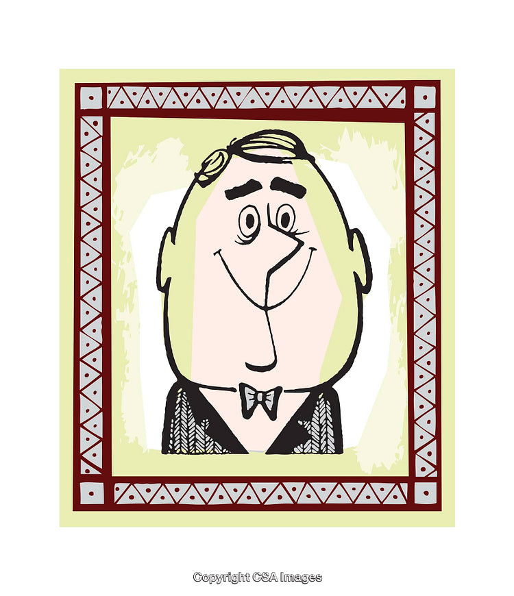 Illustration of a Smiling Character Within a Decorative Frame
