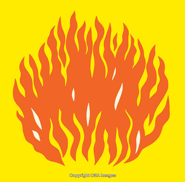 Abstract Orange Flames on Bright Yellow Background