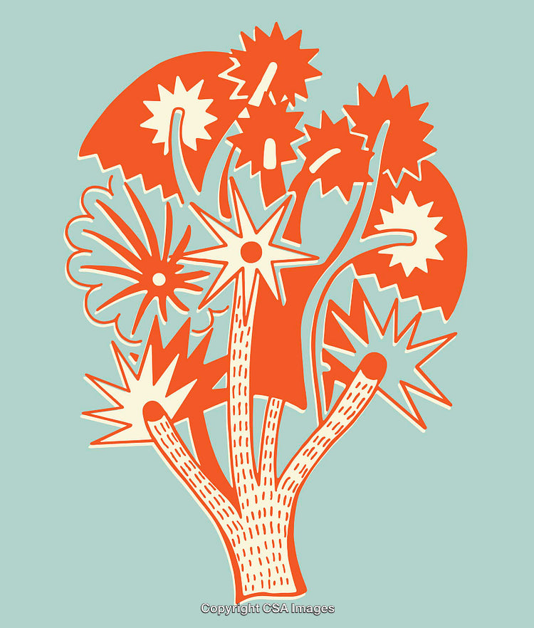 Vibrant Abstract Floral Artwork on a Muted Background