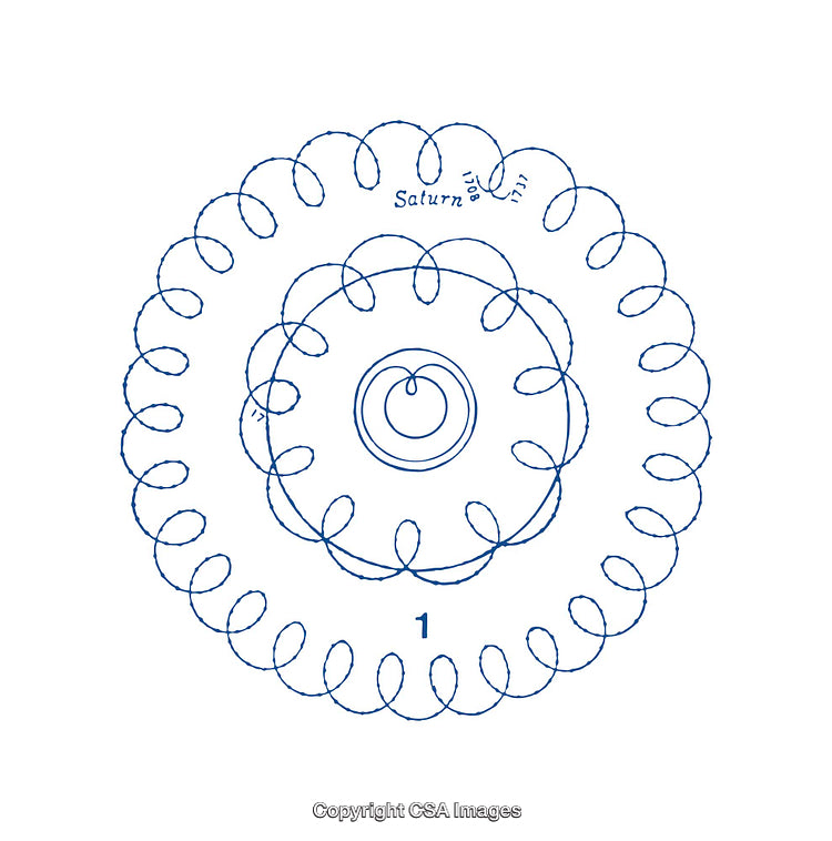 Geometric Diagram Depicting Saturn's Orbital Intricacies in Detailed Design