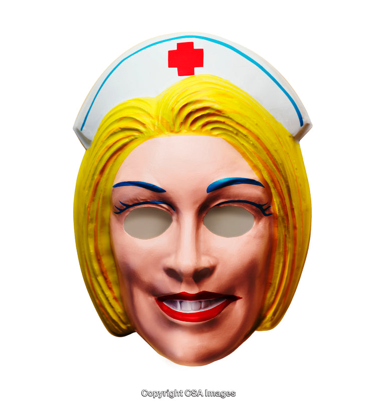 Colorful Nurse Mask with Yellow Hair and Hospital Red Cross Hat