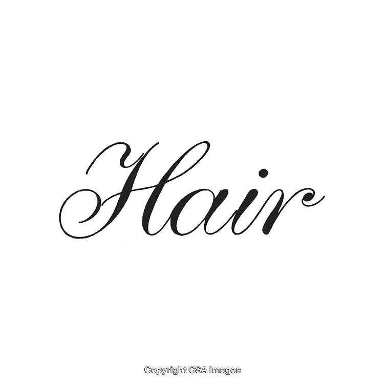 Elegant Script Display of the Word Hair on Clean White Background