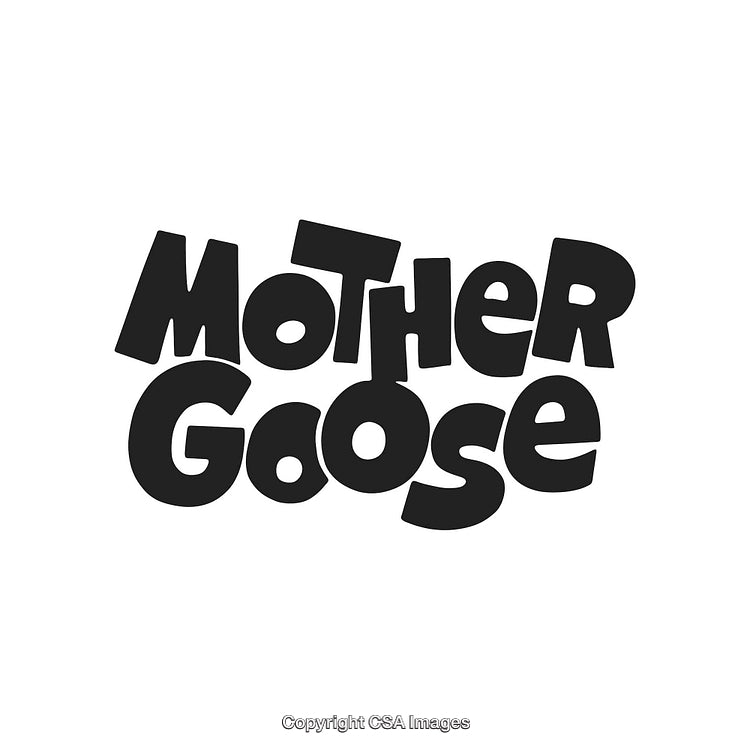 Black and White Stylized Mother Goose Text On Plain Background