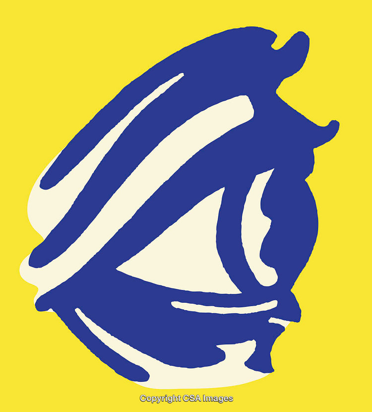 Abstract Blue and Yellow Line Art Illustration with Bold Strokes