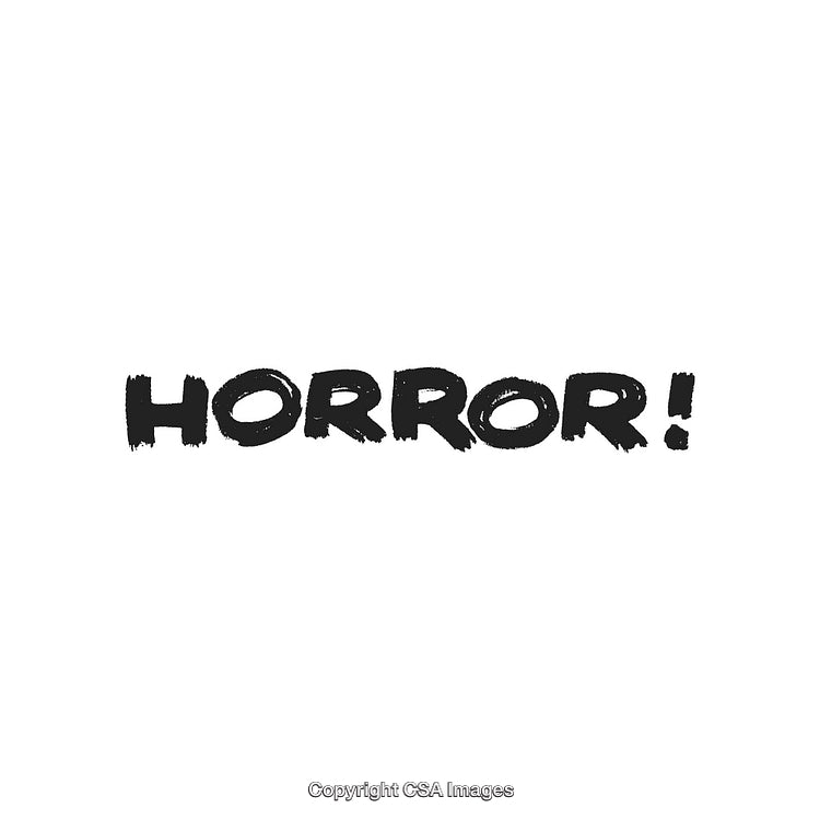 Black Horror Text Design on a White Background with Bold Handwriting