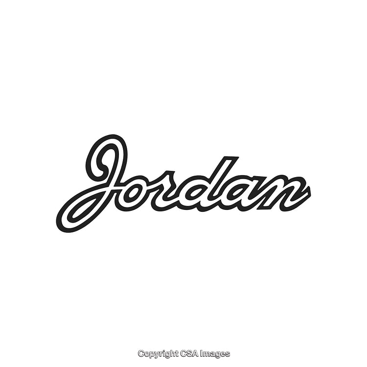 Elegant Handwritten Text Logo Displaying the Word Jordan in Black Typeface