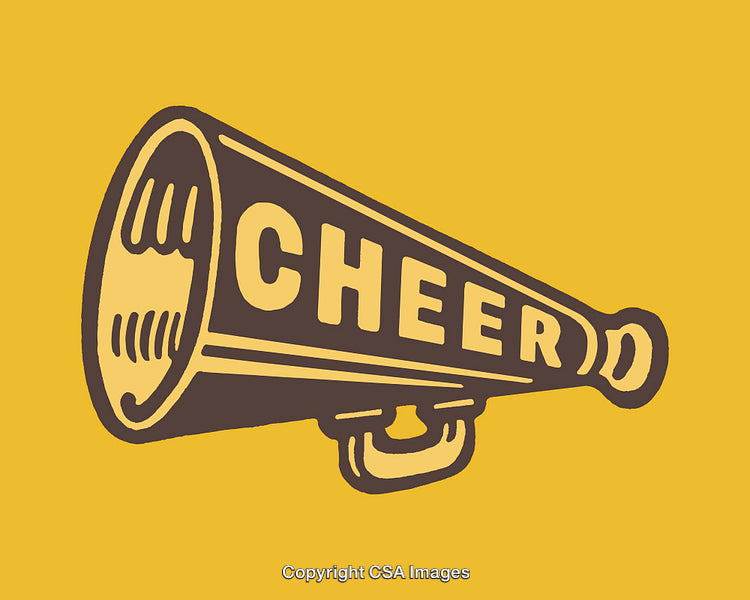 Retro Style Cheer Megaphone Illustration on a Yellow Background