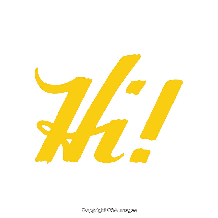 Artistic Yellow Handwritten Font Depicting Greeting Text on White Background