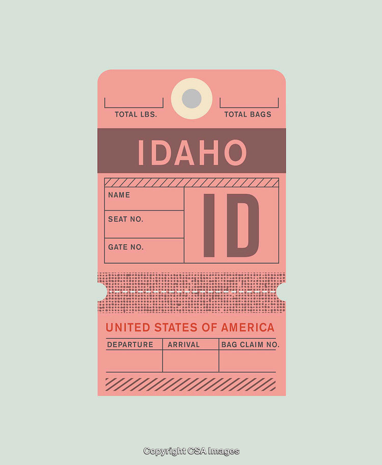 Vintage Idaho Travel Tag Design with Retro Pink Tones