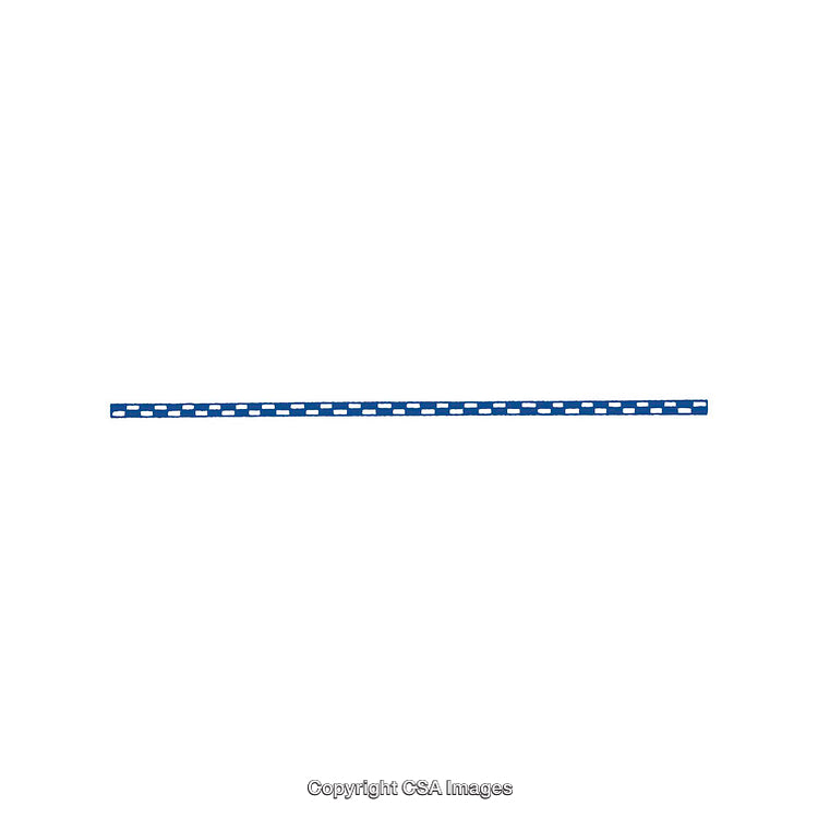 Blue Metal Perforated Rail Element on White Isolated Background
