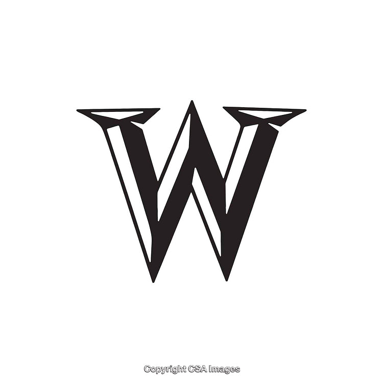 Intricate Letter W Design with Bold Black Lines and Elegant Style
