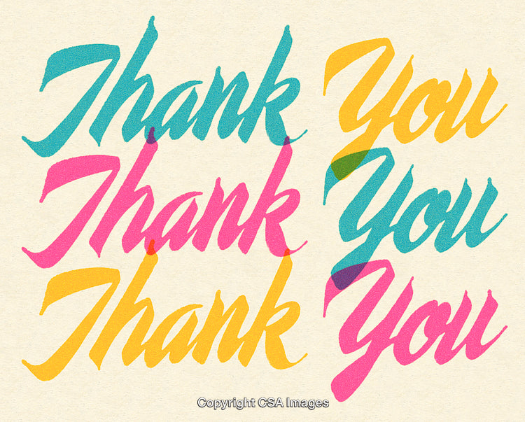 Colorful Handwritten Thank You Message with Vibrant Calligraphy