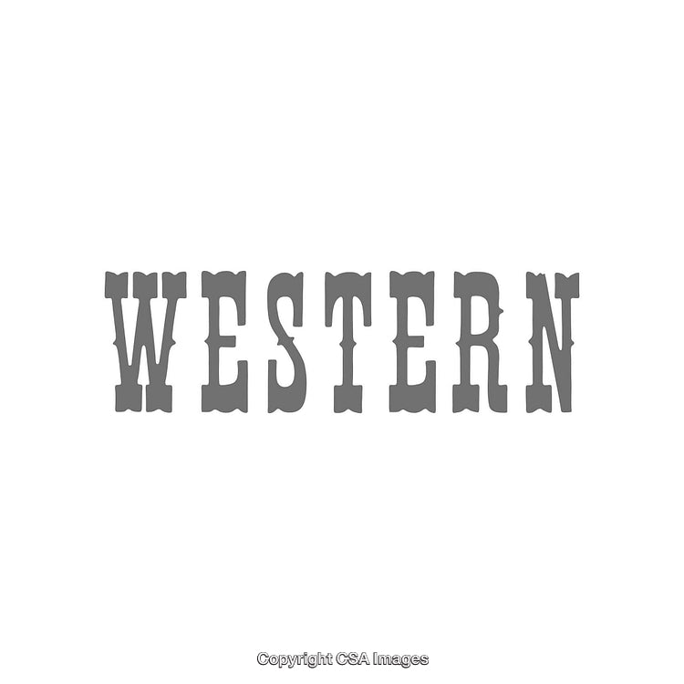 Western Style Font Design in Classic Monochrome on White Background