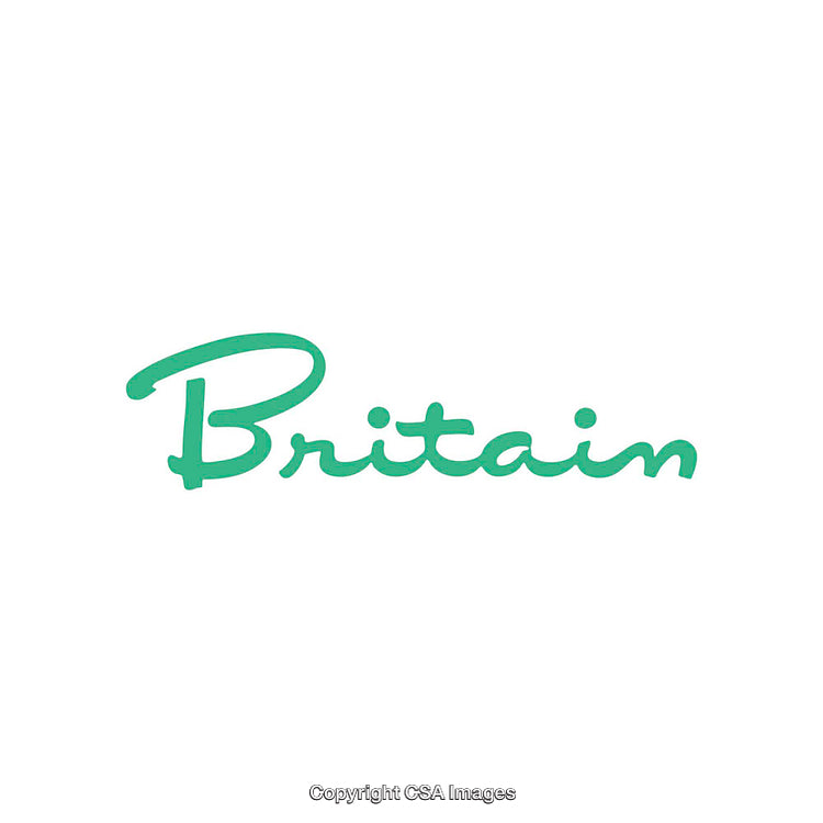 Green Cursive Typography of the Word Britain on White Background